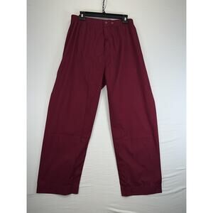 Medical Scrub Pants Mens Large Burgundy Elastic Waist Twill Workwear Uniform